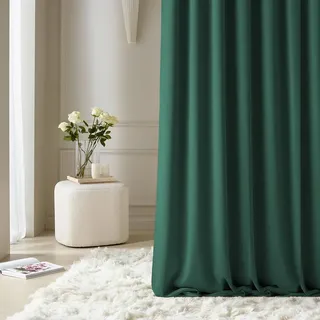 ROOM99 Vorhang mit Silberen Ösen Aura 140 x 300 cm Breite x Höhe Schiebegardinen Modern Curtain Wohnzimmer Schlafzimmer Flaschengrün, 1 Stück