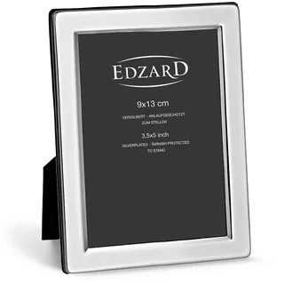 Edzard Bilderrahmen Salerno für Foto 9 x 13 cm, edel versilbert, anlaufgeschützt, mit Samtrücken, Fotorahmen zum Stellen