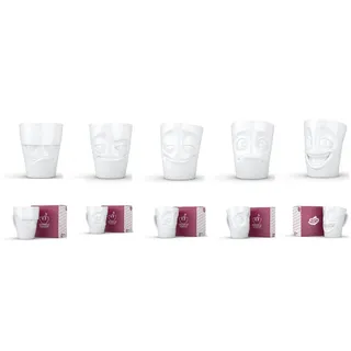 FIFTYEIGHT 58 Products TV Tassen 5er Set Henkelbecher Henkeltasse VERDUTZT / WITZIG / VERGNÜGT / VERSCHMITZT / GRUMMELIG - je ca. 350ml ...