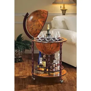 Globe Bar - Hausbar - Barwagen - Globe Bar Deko Stehtisch Globus - 56 x 56 x 98 cm 9,5 kg - Braun