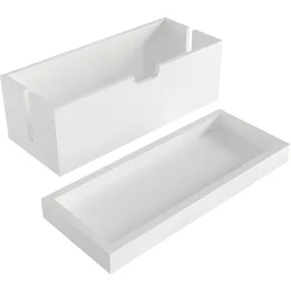 Kabelbox & Aufbewahrungsbox mit Deckel aus weißem Bambus Holz, Kabelmanagement Organizer Box – verstaut Kabel & vermeidet Kabelsalat (plastikfrei & robust mit praktischer Ablagefläche) KD Essentials