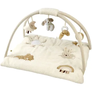 Nattou Krabbeldecke mit Spielbogen und verschiedenen Aktivitäten, Ca. 70x80 cm, Rechteckig, 100% Polyester, Teddy, Beige