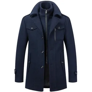 Wintermantel Herren Wolle Kurzmantel Winter Wollmantel Slim Fit für Business Freizeit Klassischer Einreiher-Kurzmantel aus Wolle mit Revers für Herbst & Winter
