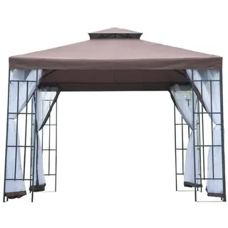 Outsunny Gartenpavillon 3 x 3 m Kaffeebraun/Weiß