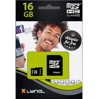 XLYNE micro-SDHC-Speicherkarte mit Adapter│16 GB│Class 10│microSD-Karte, Flash Memory│Ideal für Fotos/Videos/Audio/Smartphones