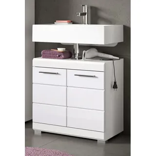 inn.furn Waschbeckenunterschrank "Shawn" in weiß Hochglanz Badezimmer, Unterschrank 60 cm - Weiß
