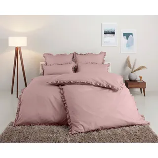 Home Affaire Bettwäsche »Violetta in Gr. 135x200 oder 155x220 cm« 2 tlg. Bettwäsche aus Baumwolle, romantische Bettwäsche mit Volants, rosa