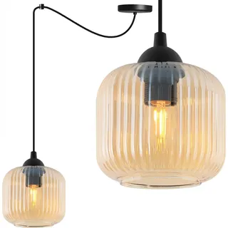 Hängelampe RIFFLE Spinne Schwarz 1-flammig Glas Zylinder Amber E27