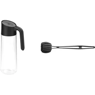 WMF Nuro Wasserkaraffe 1,0l, mit Griff, Höhe 29,7 cm, Glas-Karaffe, CloseUp-Verschluss, schwarz & Basic Flaschenbürste lang 41 cm, Reinigungsbürste mit 6 weichen Reinigungsschwämmen