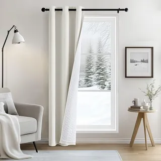 MIULEE Thermovorhang Kälteschutz mit Gestepptem Futter, Weiß Doppellagige Thermo Vorhang Gegen Kälte Haustür Tür Innen Winter Kälteschutzvorhang, Blickdicht Türvorhang Kälteschutz Wärmevorhang