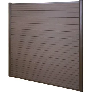 WPC-Sichtschutz Sarthe, Windschutz Zaun, Alu-Pfosten Basiselement, 1,90m braun - Braun