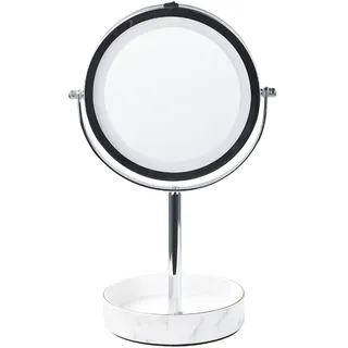 Beliani Kosmetikspiegel LED SAVOIE Weiß ø Silber