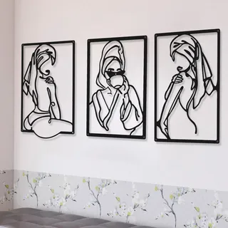 Chengu Minimalistische abstrakte Frauen-Wandkunst, Linienzeichnung, Wandkunst, Dekoration, einzeilig, weiblich, zum Aufhängen, Wandkunst, Dekor für Küche, Badezimmer, Wohnzimmer, 3 Stück