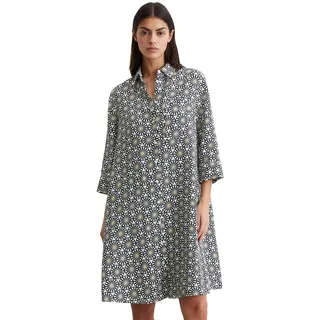 Hemdblusenkleid MARC O'POLO, Damen, Gr. 34, N-Gr, weiß (multi, weiß cotton), Web, Obermaterial: 100% Leinen, bedruckt, relaxed fit ca. Mitte Knie, Kleider Hemdblusenkleid, mit Printmuster