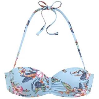 LASCANA Bügel-Bandeau-Bikini-Top »Malia« mit tropischem Print, blau