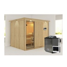 KARIBU Sauna »Jöhvi«, inkl. 9 kW Bio-Kombi-Saunaofen mit externer Steuerung, für 4 Personen - beige