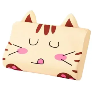 champracer Schlummerkids Kissen Original,Kinderkissen für Besserenund Gesünderen, Calmly Ergonomisch, Kawaii Tiere Kissen, Atmungsaktiv und Hautfreundlich (Mit Kopfkissenbezug) (Katze,50 * 30 cm)
