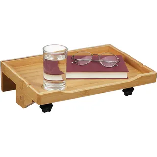 Relaxdays Bettablage, Mini-Nachttisch zum Klemmen, für Bett & Hochbett, H x B x T: 9 x 36 x 25,5 cm, aus Bambus, Natur