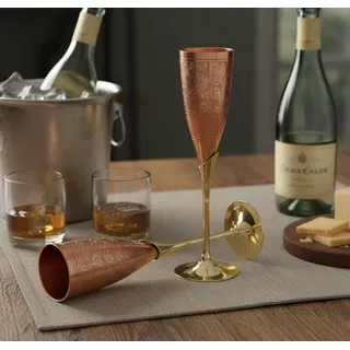 StonKraft Kupferbeschichtete Schnapsgläser aus Messing mit Gravur, Champagnergläser, Cocktailgläser, 2er-Set, ideal auch für Moskauer Maultiere (dünnes Kupfer)