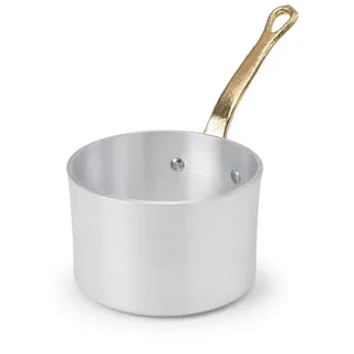 Agnelli Pentole Linie 1932 A Servieren Schmortopf hoch aus Aluminium, Dicke 3 mm, mit Griff aus Messing, Silber