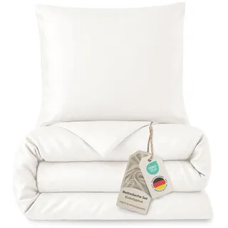 LAYNENBURG Premium Lyocell Bettwäsche in 135x200 + Kissenbezug 80x80 cm - 100% Lyocell Tencel aus u.a Eukalyptus – Oeko-TEX 100 - kühlende Sommer-Bettwäsche mit Reißverschluss (Creme)