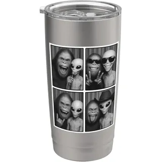 Photobooth, Bigfoot & Alien Selfie, lustiges Sasquatch-Foto Doppelwandiger Edelstahl-Thermobecher