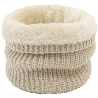 MoreChioce Damen Herren Winter Loop Schal, Warm Gestrickt Schlauchschal Unisex Elastisch Halswärmer Weich Fleecefutter Rundschal Loopschal Halstuch,Beige