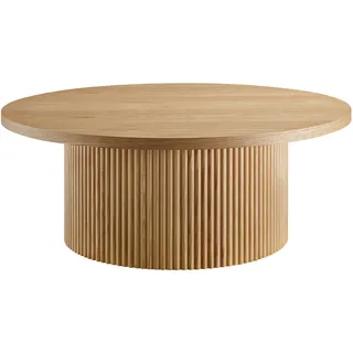 SalesFever Couchtisch mit Massivholz-Lamellen Beige Esche 85 x 33 x 85 cm