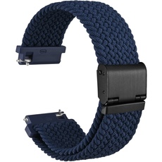 WOCCI 22mm Gewebtes Nylon Uhrenarmband für Damen und Herren, Schnellverschluss, Verstellbare Schwarze Schnalle (Blau)