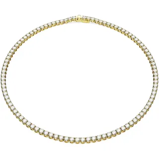 Swarovski Matrix Tennis Halskette, Rundschliff, Weiß, Goldlegierungsschicht