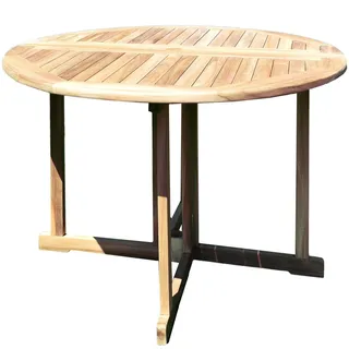 Teako Design Klapptisch Teakholz Rund Savona Massivholz wetterfest – Für Garten, Terrasse, Balkon & Innenbereich (80 cm)