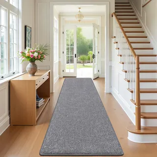 SHACOS Langer Teppich Läufer Grau 60x240 cm Läufer Flur rutschfest Teppichläufer Modern Weich Flurteppich Flurläufer Lang Küchenteppich Waschbar Teppich Flur für Küche, Eingang, Wohnzimmer