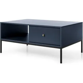 Beautysofa Couchtisch MONICA, moderne Bank mit Schublade und offener Aussparung für Wohnzimmer (Farbe: marineblau) - Blau
