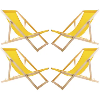 4x Woodok Liegestuhl aus Buchenholz gelb - Gelb
