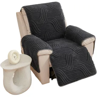 EBETA Sesselüberwürfe Sesselhussen, Anti-Rutsch Sesselauflage Sesselschoner mit Armlehne Liegesesselbezug Bezügefür Relaxsessel Ohrensesselbezüge (Dunkelgrau)