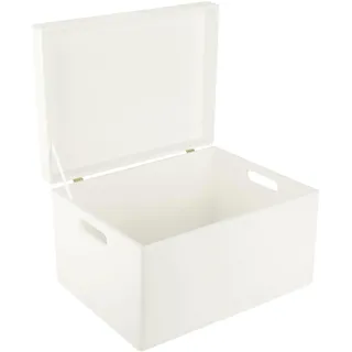 Creative Deco XXL Weiß Große Holzkiste mit Deckel | 40x30x24 cm (+/-1cm) | Weihnachten Holztruhe Erinnerungsbox Baby Holzbox mit Deckel und Griffen Kasten | Für Dokumente, Wertsachen, Spielzeuge