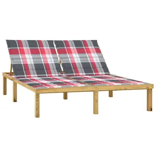 Design New Doppel-Sonnenliege mit Auflagen Kiefernholz Imprägniert - Gartenliegen Möbel2025 CHY4970185 4pallet