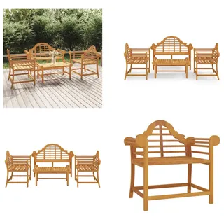 vidaXL 4 tlg. Garten Lounge Set Massivholz Teak - Garten Lounge Set - Garten Lounge Sets - Lounge Set - Gartenmöbel Set - Braun