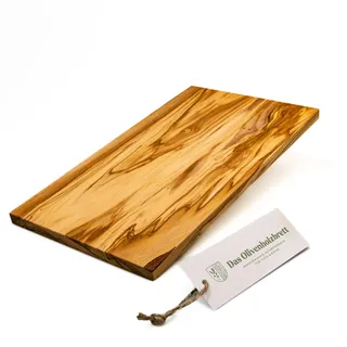 DAS OLIVENHOLZBRETT® / Olivenholz Schneidebrett rechteckig/Frühstücksbrett aus Holz/Brotzeit-Frühstücksbrettchen rechteckig/Vesperbrett, Jausenbrett aus Olivenholz / 30cm x 15cm x 1,5cm