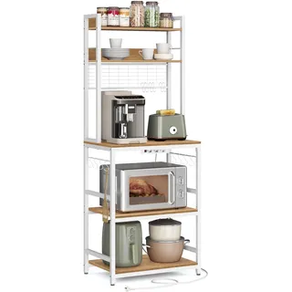 VASAGLE Standregal 40 x 60 x 170 cm Walnussbraun-Weiß