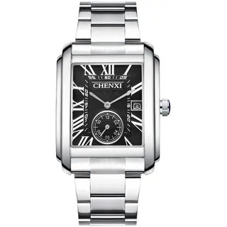 OIDEA Uhren Herren Quadratisch Armbanduhr: Schwarz Herrenuhr Analog Quarz Edelstahl Armband Uhr mit Römische Zifferblatt Kalender Wasserdicht 30m Geschenk für Männer Freund