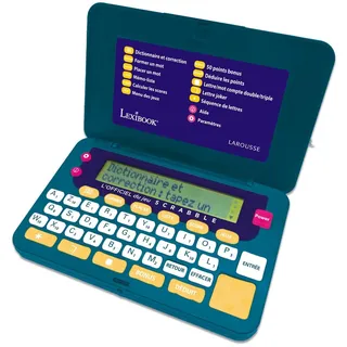 Lexibook Offizielles elektronisches Scrabble-Wörterbuch ODS9, Larousse FISF, ergonomisches Format, große Tasten, Schiedsrichter, Rechtschreibprüfung, Grün/Blau, SCR9FRLXB.