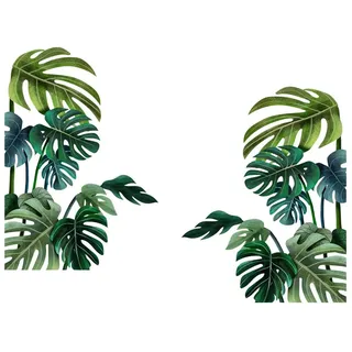 Tropische Grüne Verlässt Pflanze Wandtattoo Wandsticker, DIY Groß Wandtattoo Wandaufkleber, Grüne Pflanze Blätter Schildkrötenblatt Wandsticker Wanddeko für Wohnzimmer Schlafzimmer Flur Kühlschrank