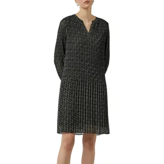 Comma Plissiertes Chiffon-Kleid mit V-Ausschnitt