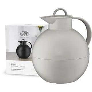 alfi KUGEL 0,94l, desert grey mat, Kunststoff-Isolierkanne mit hygienischem Hartglaseinsatz, Drehverschluss, Designerstück, kugelförmige Thermokanne, ideal als Kaffeekanne, Teekanne, BPA-frei