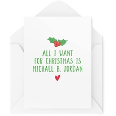 Tongue in Peach Lustige Weihnachtskarten | All I Want For Xmas Is Michael B Jordan Card | For Her Bestie Marvel Creed Lyrics Mariah Carey Banter | CBH699