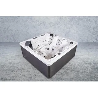 PureHaven Imperia American Outdoor-Whirlpool 220x220 cm für 6 Personen mit 71 Massagedüsen Heizung LEDs Thermoabdeckung Farbe Sterling Silber/Grau #1 - Silber, Grau