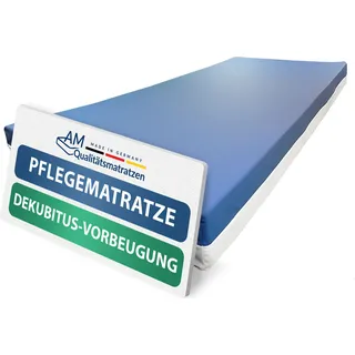 AM Qualitätsmatratzen | Premium Pflegematratze 90x200 cm - Dekubitusprophylaxe - Standard für die Heimpflege - Weiß