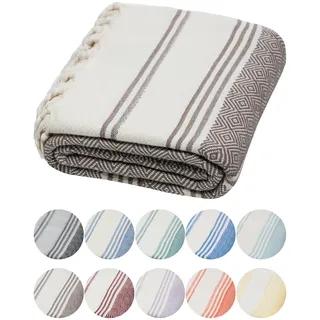 DEMMEX Bio-Baumwolle Hamamtuch 90x180 cm groß | Diamond Weave Pestemal | 100% Türkische Baumwolle Saunahandtuch | Leichtes Strandtuch & Badetuch | Saugstark, Schnelltrocknend & Platzsparend, Braun