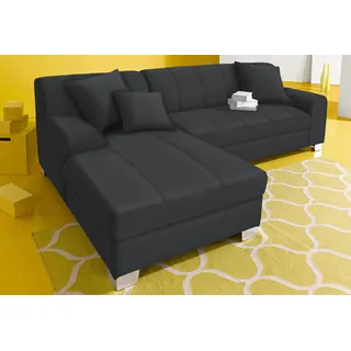 DOMO collection Ecksofa »Turah incl. Zierkissen, moderne Steppung, auch in Leder« mit Bettfunktion, Schlafsofa, B/T: 239/152 cm, Unser Dauertiefpreis, schwarz